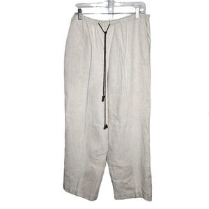 KATE HILL Lord & Taylor Linen Blend Elastic Waist Drawstring Pants Size M L